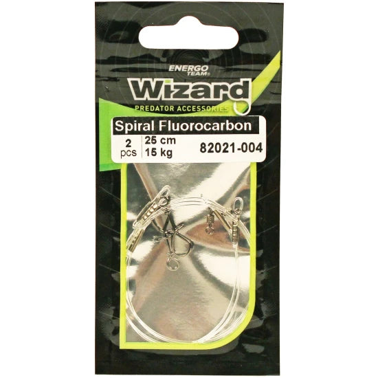 Struna Wizard Agrafa Spirala, Fluorocarbon Leader 25cm, 15kg, 2buc/plic