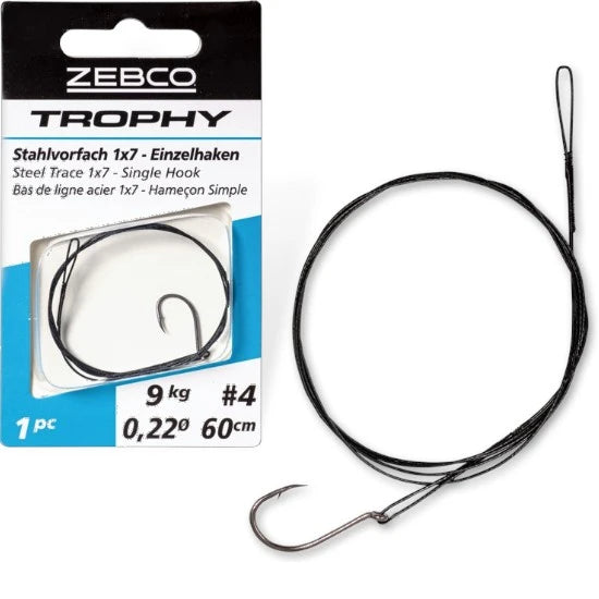 Struna Zebco Trophy Steel Trace 1x7 Single Hook, 60cm, 9kg, 1buc/pac
