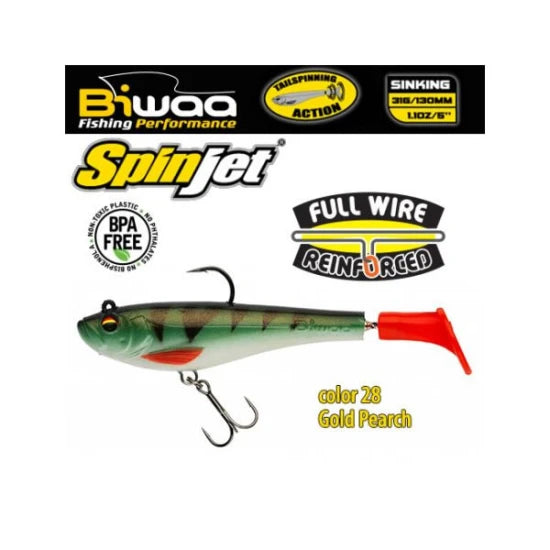 Swimbait Biwaa Spinjet 13cm, 30g, Culoare 28 Gold Pearch