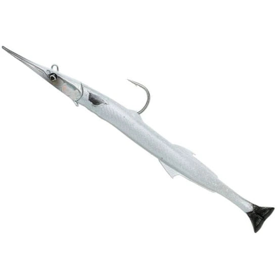Swimbait Savage Gear 3d Soft Lures Kit Pre Riggeds Needlefish Pulse Tail, Pearl White Silver, 26g, 18cm, 1buc/pac