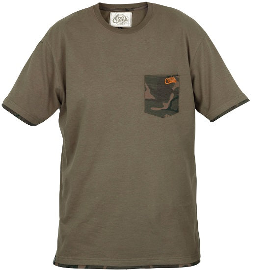 TRICOU FOX CHUNK KHAKI CAMO POCHET MARIME M