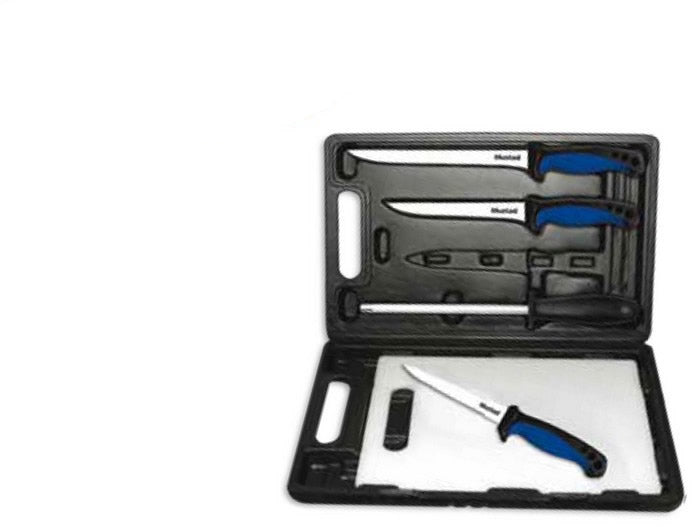 TRUSA PENTRU FILETAT MUSTAD 3 CUTITE + ASCUTITOR + PLANSA