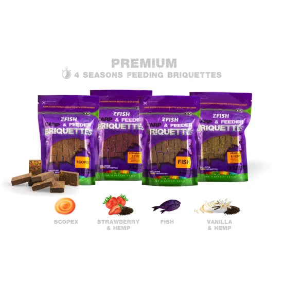 Tablete Nada Zfish Feeding Briquettes, 45x30x12mm, 220g, Strawberry/hemp