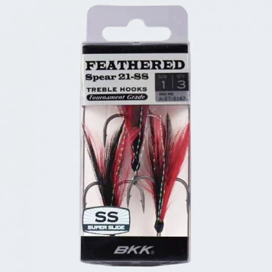 Teaser Bkk Ancora Cu Pene Naturale, Spear 21 Ss, Red Black, Nr.8, 3buc/pac