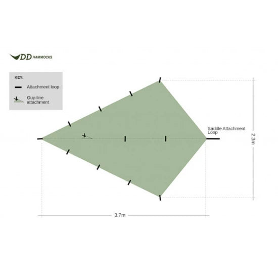 Tenda Dd Hammocks Prelata Superlight Bikepacker Tarp Olive Green, 3.7m X 2.3m