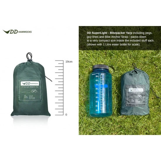 Tenda Dd Hammocks Prelata Superlight Bikepacker Tarp Olive Green, 3.7m X 2.3m