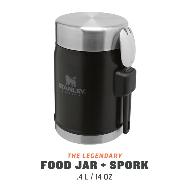 Termos mancare cu tacam Stanley The Legendary Food Jar + Spork Matte Black Pebble 0.4 l