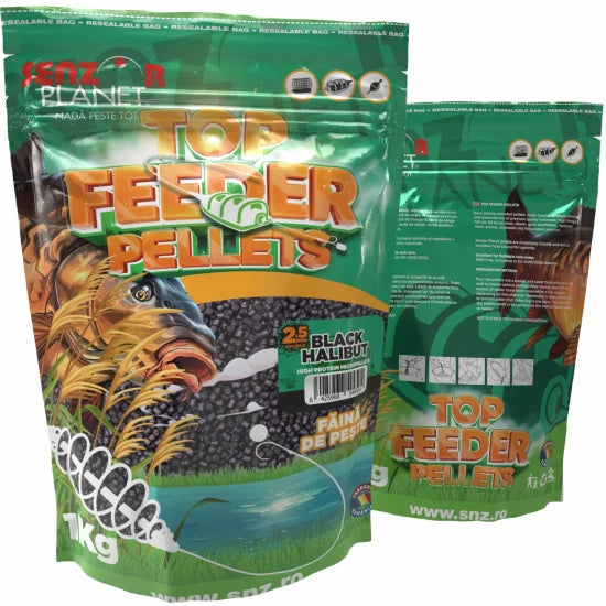 Top Feeder Senzor Pelletes, Black Halibut, 2.5mm, 1kg