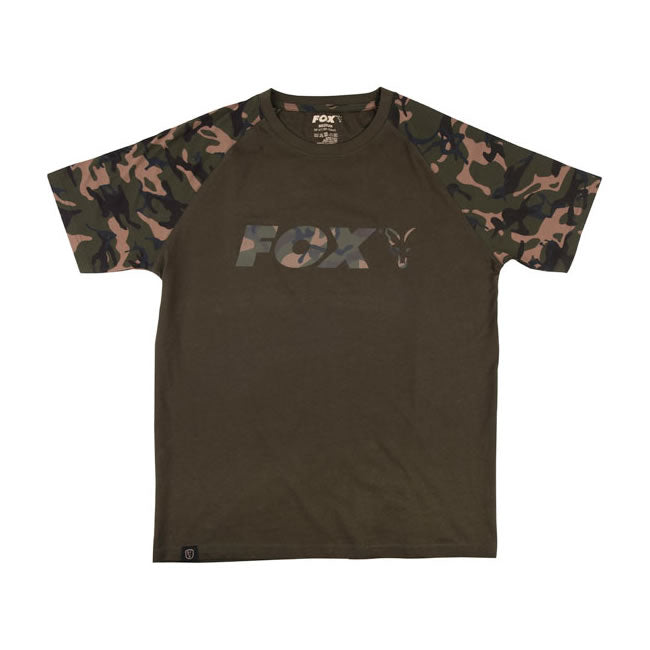 Tricou Fox Raglan Black Camo Sleeves T-Shirt, Marime S