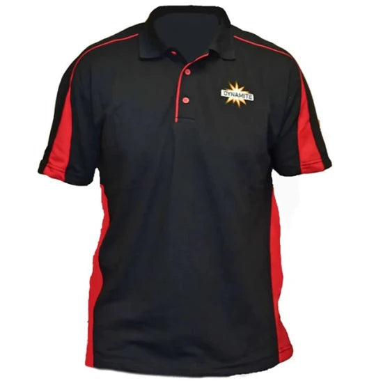 Tricou Polo Dynamite Baits Cu Maneca Scurta, Negru / Rosu, Marime L