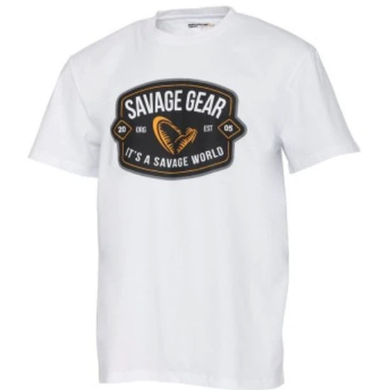 Tricou Savage Gear Badge Logo Tee, Alb, Marimea L