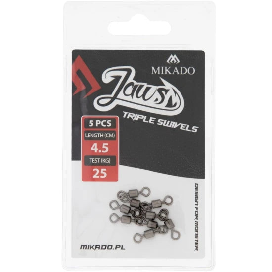 Vartej Mikado Jaws Triple Swivels, 25kg, 10buc/plic