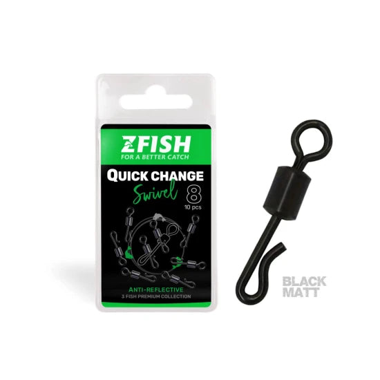 Vartej Rapid Zfish Quick Change Swivel Matt, Nr 10, 22kg, 10buc, Negru