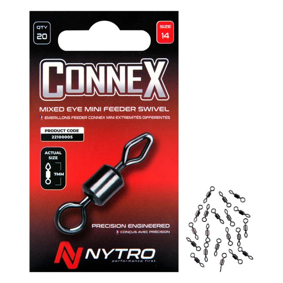 Vartej Rolling Nytro Connex No.14 4lbs Mixed-eye Mini Feeder Swivel 10buc/pac