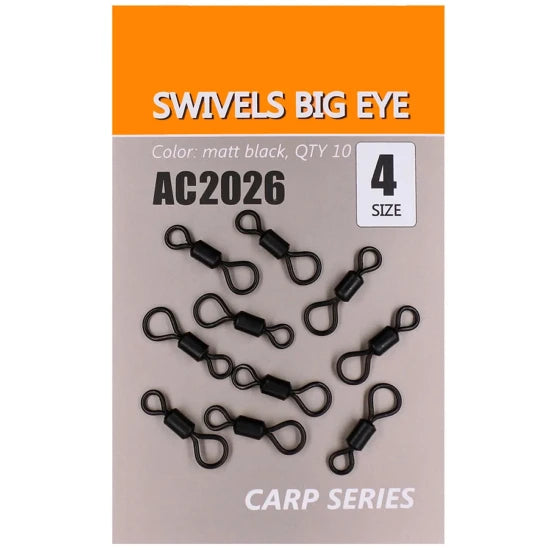 Vartej Rolling Orange Swivels Big Eye Negru Mat Ochet Mare, No.7, 10buc/pac