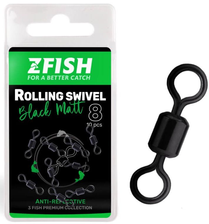 Vartej Zfish Rolling Swivel Black Matt, Nr.8, 28Kg, 10buc/pac