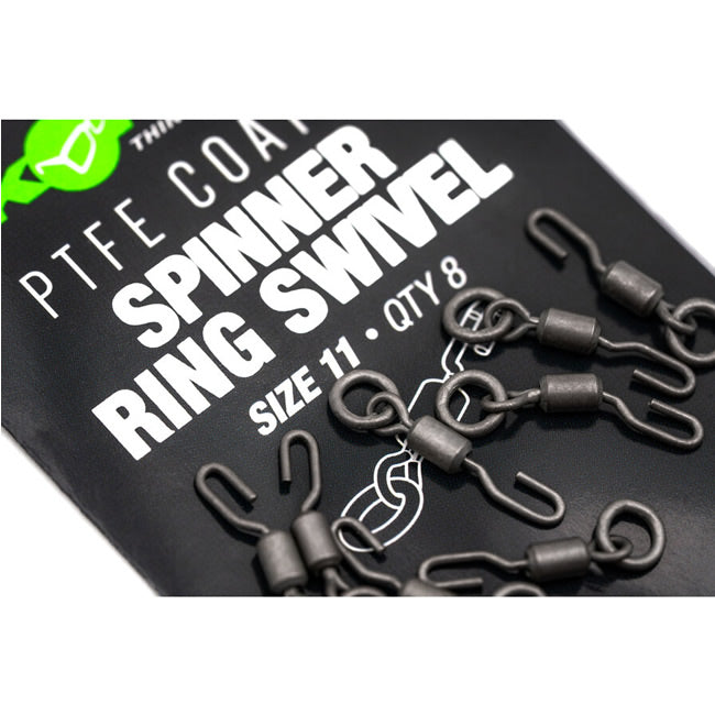 Vartej cu Anou si Agrafa Rapida Korda Spinner Ring Swivel PTFE Coated, Nr.11, 8buc/plic