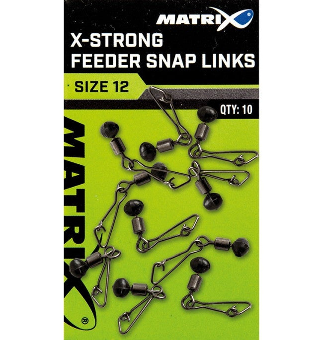 Vartej cu Margea Culisanta si Agrafa Matrix X-Strong Feeder Bead Snap Links Nr.12 10buc/plic