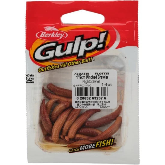 Viermi Artificiali Berkley Gulp Floating Pinched Crawler, Culoare Nightcrawler, 3cm, 14buc/pac