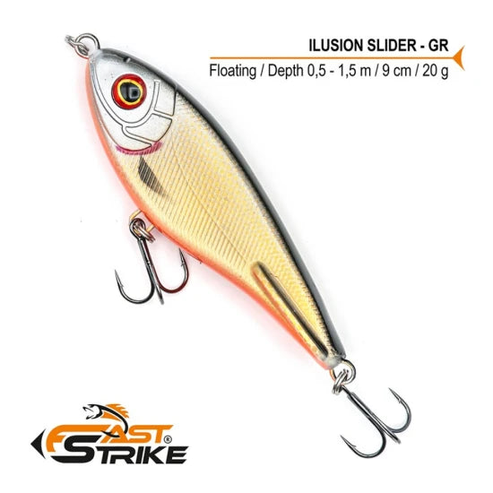 Vobler Fast Strike Ilusion Slider, 9cm, 20g, Culoare Gr, 1buc/pac
