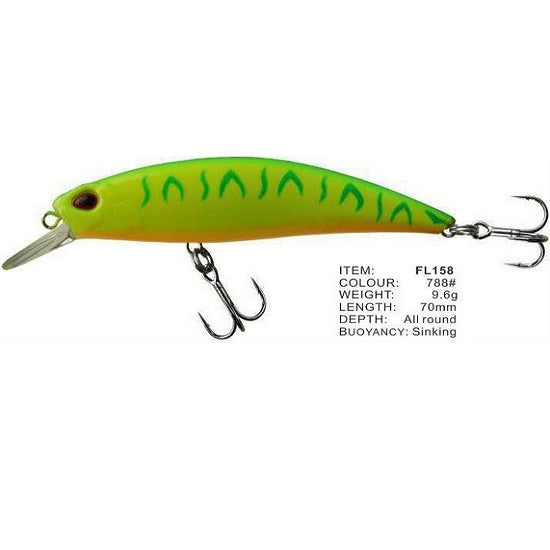 Vobler FL FL158 Sinking 70mm 9.6g Depth All Round Colour 788