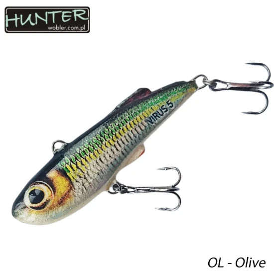 Vobler Hunter Lipless Virus, Culoare Oliv, 5cm, 8g, 1buc/pac