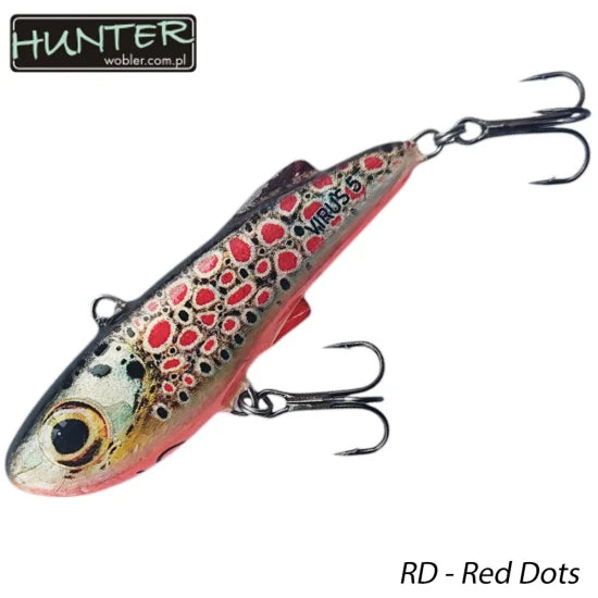 Vobler Hunter Lipless Virus, Culoare Rd, 5cm, 11g, 1buc/pac