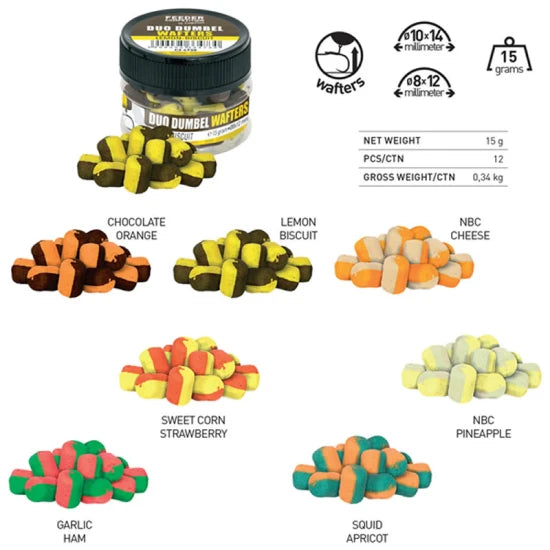 Wafters Carp Zoom Duo Dumbell, Mango Peach, 10x14mm, 15g