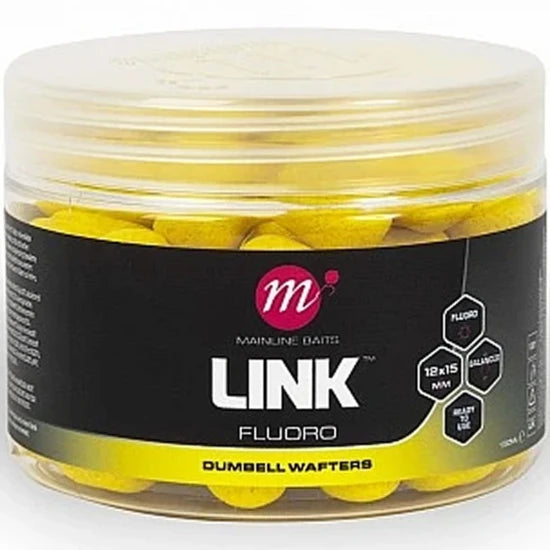 Wafters Dumbell Mainline Fluoro Yellow, Link, 12x15mm