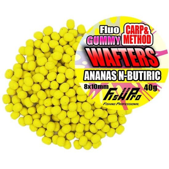 Wafters Fish Pro Carp&method Gummy Fluo, Ananas N-butyric, 8x10cm, 40g